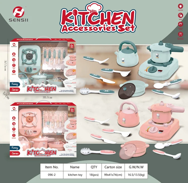 Pretend Play Kitchen Set · Green / Pink