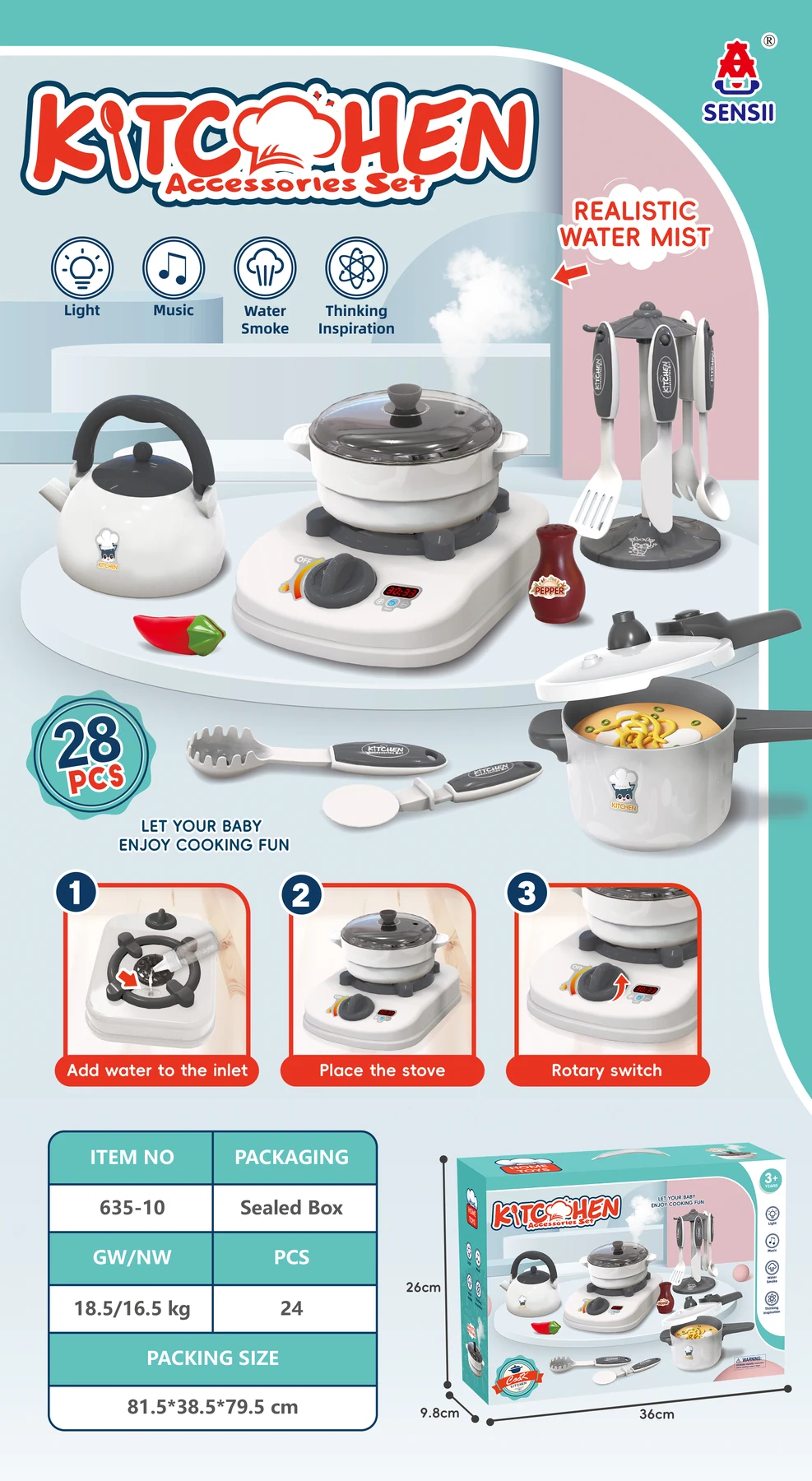 Misting Play Kitchen · White / Pink